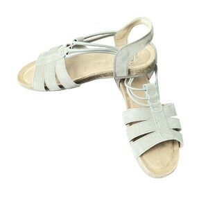 Earth Origins Shoes Womens Size 9W Beige Strappy Sandals‎ Comfort Wide Footbed